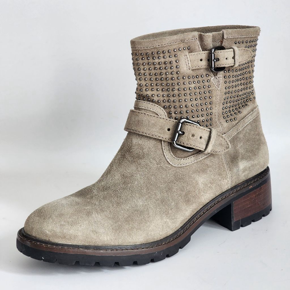COACH Gates Gray Suede Studded Moto Boots Size 8 - Picture 3 of 8